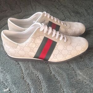 vintage Gucci Guccissima low-top sneakers in white leather and suede